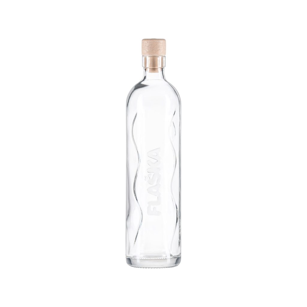 Glass water bottle with cork stopper, bpa free