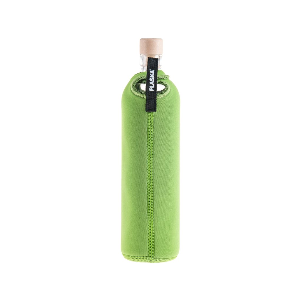 Flaska Lotus eco-friendly structured water bottle with spiritual lotus design neoprene sleeve, back view